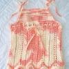 knitted top size 2-3T in cotton yarn.. peach and yellow  - $22